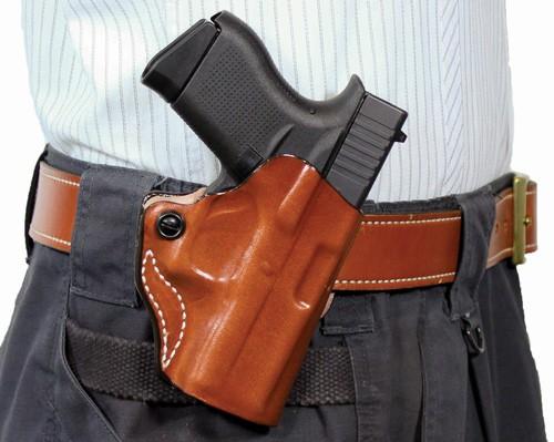 Desantis Mini Scabbard Holster - Rh Owb Leather Glock 42 Tan - Outdoor Solutions And Services