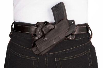Desantis Small Of Back Holster - Rh Owb Leather S&w J 2-2.25 Bl - Outdoor Solutions And Services