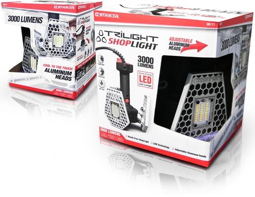 Striker Trilight Shop Light - 3000 Lumens W-adjustable Heads - Outdoor Solutions And Services
